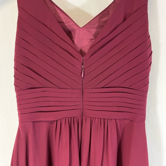Azazie Grace Cabernet A-Line Pleated Chiffon Dress Tank Style Pleats Size A0 - Picture 8 of 15